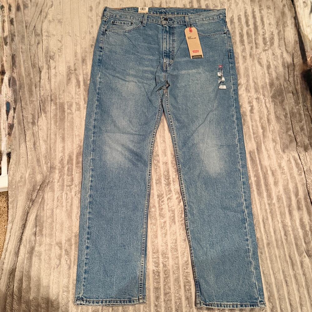Levi's 505 Regular Fit Stretch Jeans Men's 38x34 NWT Medium Wash Blue New